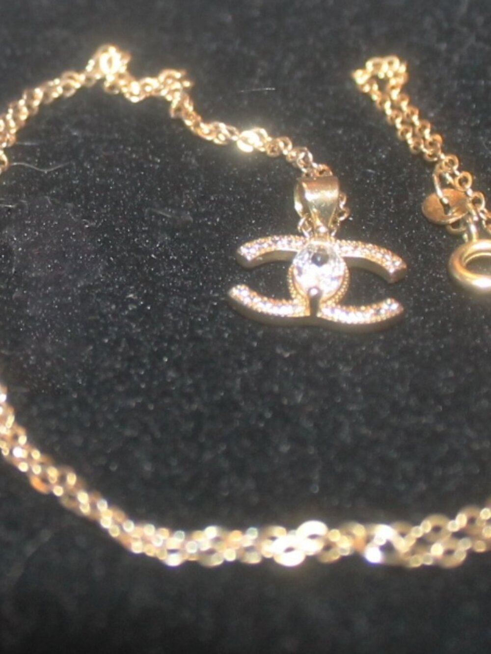 14K over 925 Interlocking CC w CZ and Marquis stone Sparkles more in person - Picture 3 of 4